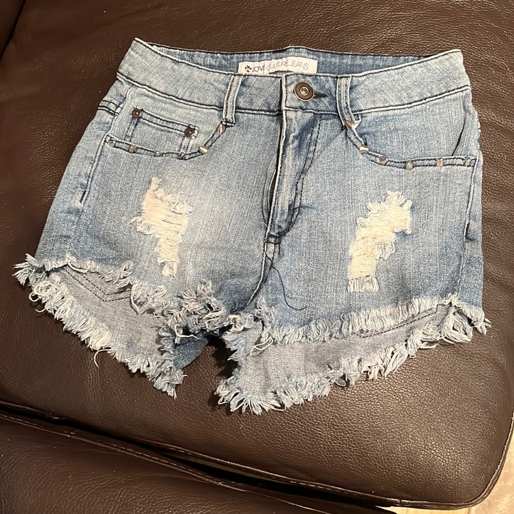 STUDDED JEAN SHORTS